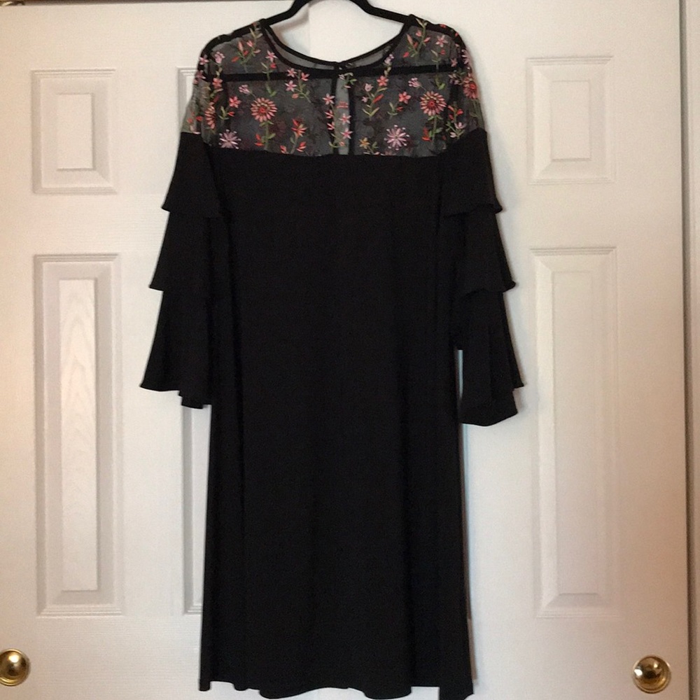 Black dress with sheer yoke